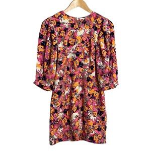 ASOS Monki floral print puff sleeve mini dress in pink 4